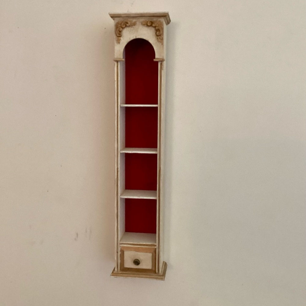 Elegant Vintage Cream and Red Wall Shelf